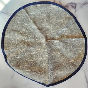 Round fabric cloth 18.5" grey blue trim interior pocket
